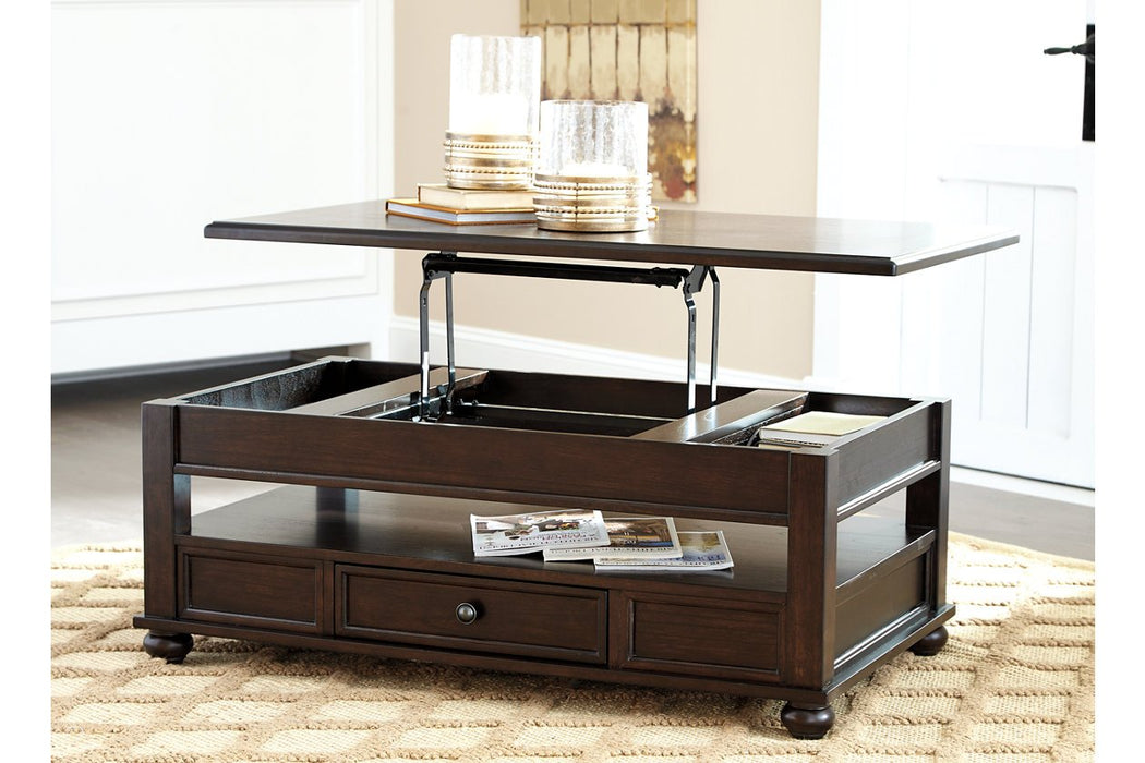 Barilanni Dark Brown Coffee Table with Lift Top - Lara Furniture