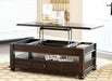 Barilanni Dark Brown Coffee Table with Lift Top - Lara Furniture