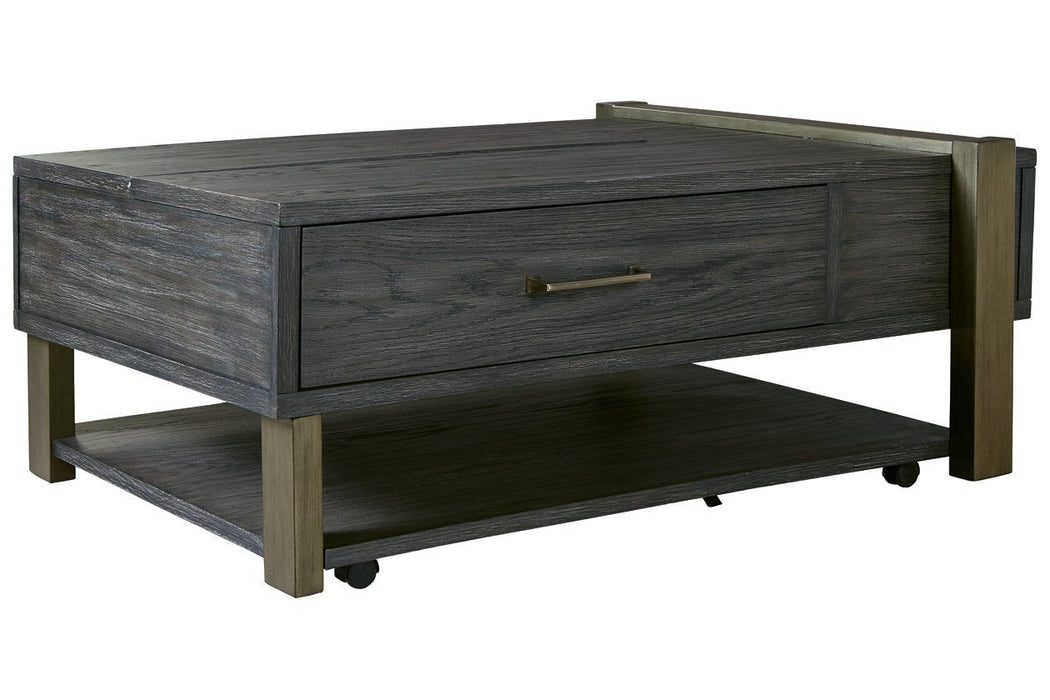 Forleeza Dark Gray Lift-Top Coffee Table - Lara Furniture