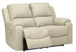 Rackingburg Cream Power Reclining Loveseat - Lara Furniture