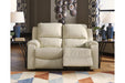 Rackingburg Cream Reclining Loveseat - Lara Furniture