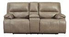 Ricmen Putty Power Reclining Loveseat with Console - Lara Furniture