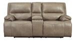 Ricmen Putty Power Reclining Loveseat with Console - Lara Furniture