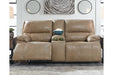 Ricmen Putty Power Reclining Loveseat with Console - Lara Furniture