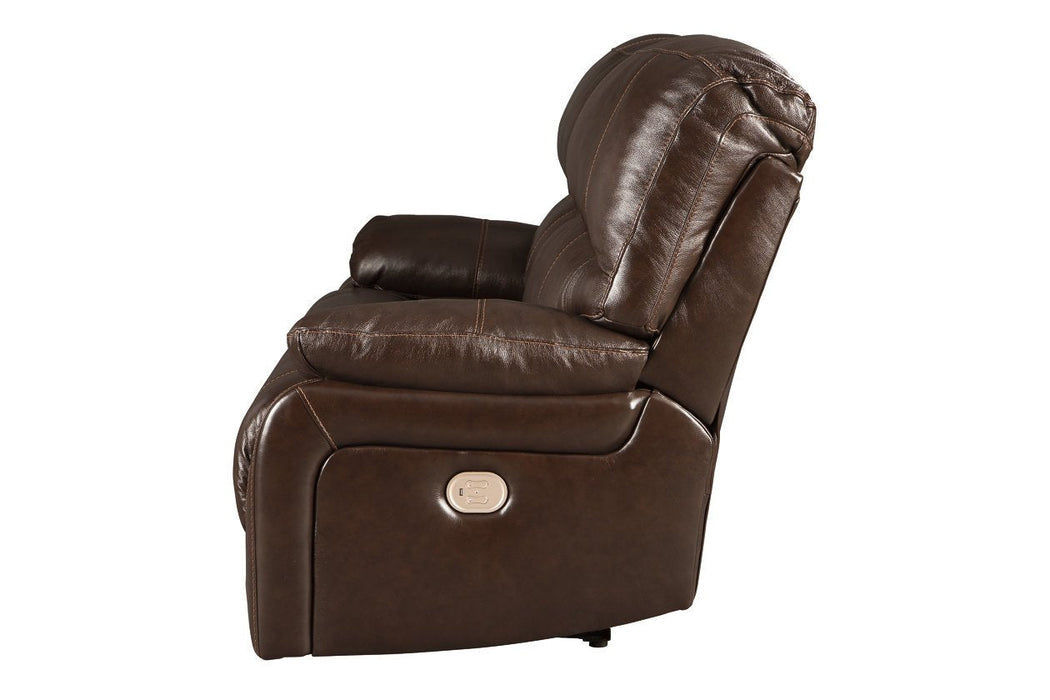 Hallstrung Chocolate Power Reclining Sofa - Lara Furniture