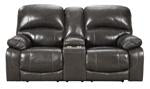 Hallstrung Gray Power Reclining Loveseat with Console - Lara Furniture