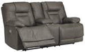 Wurstrow Smoke Power Reclining Loveseat with Console - Lara Furniture