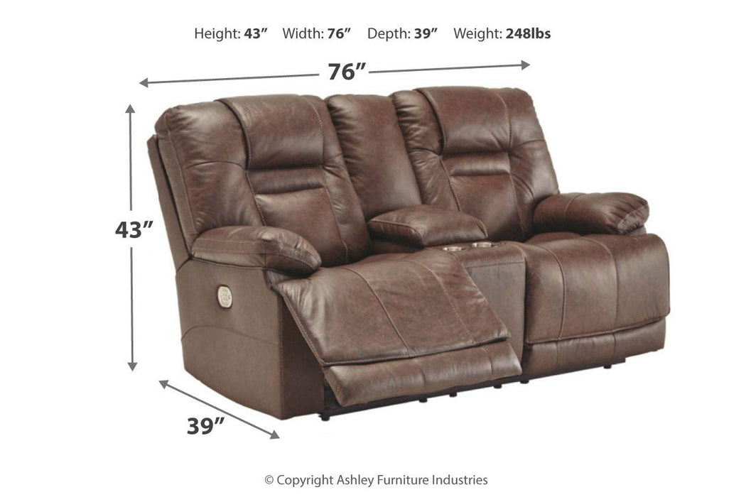 Wurstrow Umber Power Reclining Loveseat - Lara Furniture