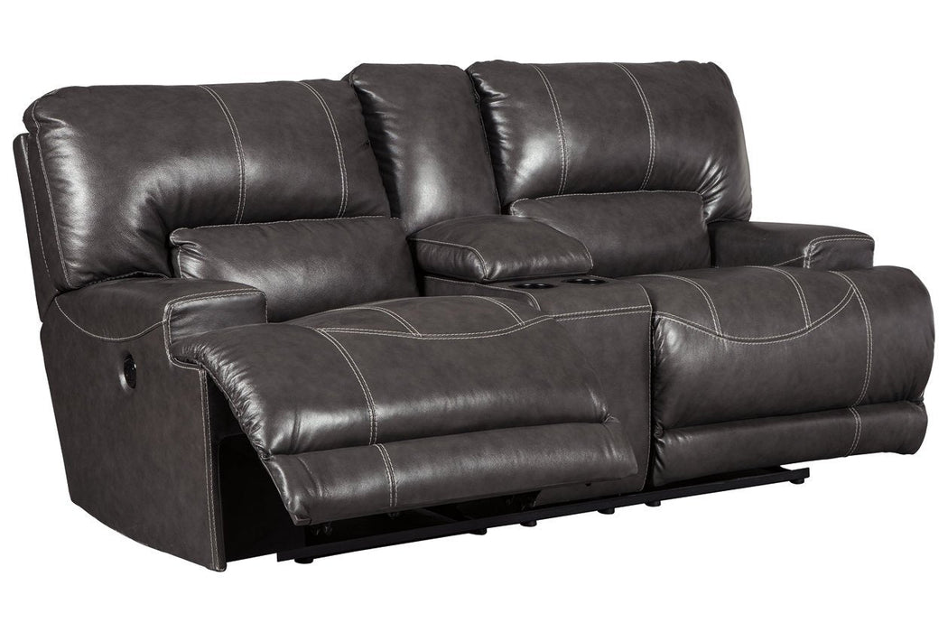 McCaskill Gray Power Reclining Loveseat with Console - Lara Furniture