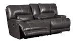 The Man-Den Gray Power Reclining Loveseat with Console - Lara Furniture