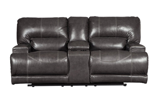 McCaskill Gray Power Reclining Loveseat with Console - Lara Furniture