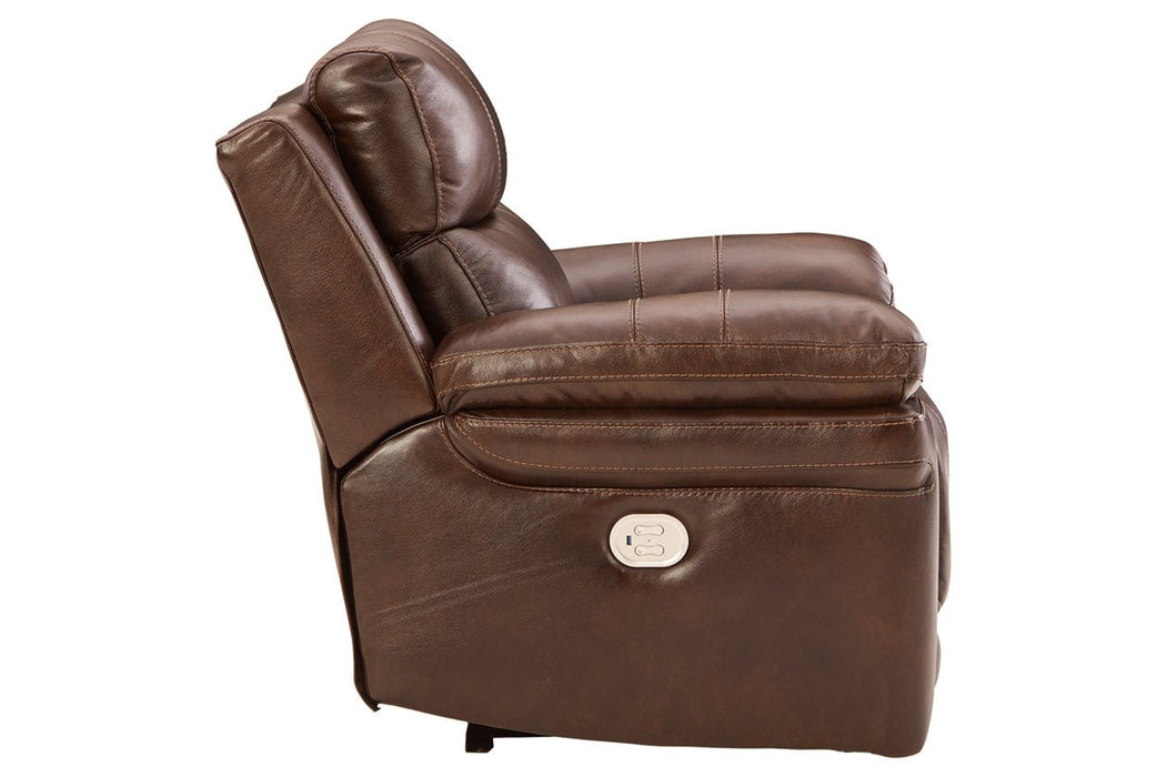 Edmar Chocolate Power Recliner - Lara Furniture