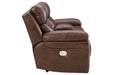 Edmar Chocolate Power Reclining Loveseat with Console - Lara Furniture