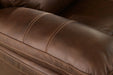 Edmar Chocolate Power Reclining Loveseat with Console - Lara Furniture