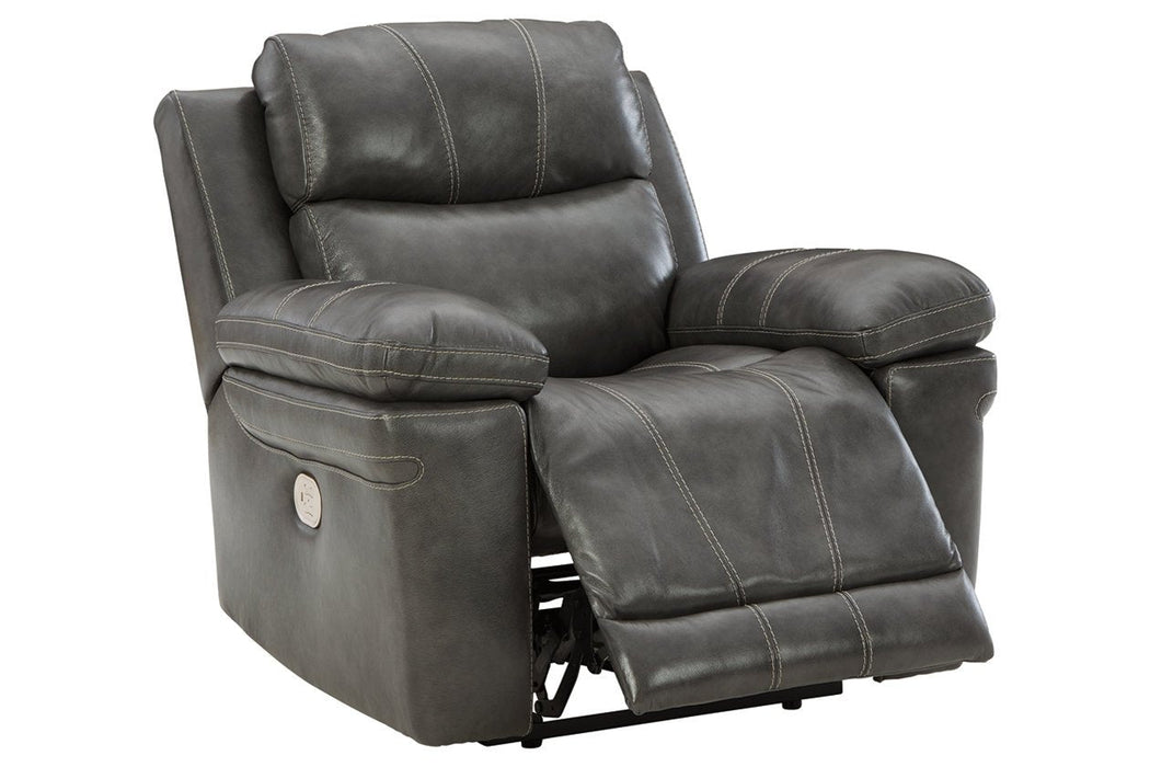 Edmar Charcoal Power Recliner - Lara Furniture