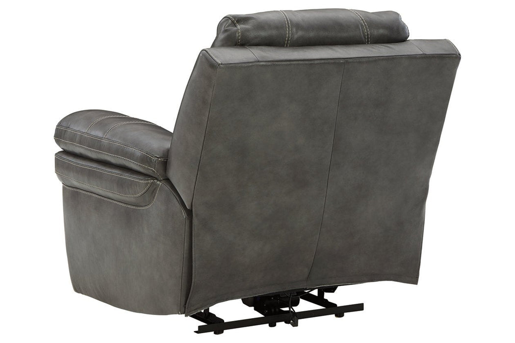 Edmar Charcoal Power Recliner - Lara Furniture