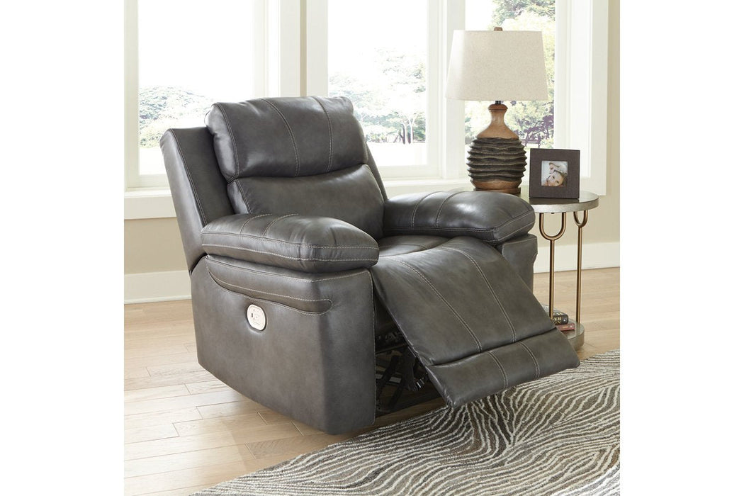 Edmar Charcoal Power Recliner - Lara Furniture