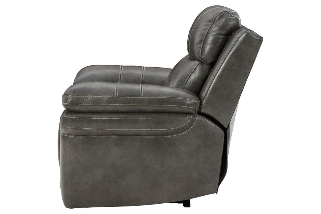 Edmar Charcoal Power Recliner - Lara Furniture