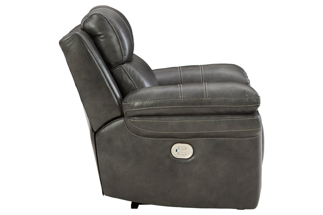 Edmar Charcoal Power Recliner - Lara Furniture