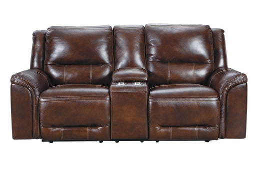 Catanzaro Mahogany Power Reclining Loveseat - Lara Furniture