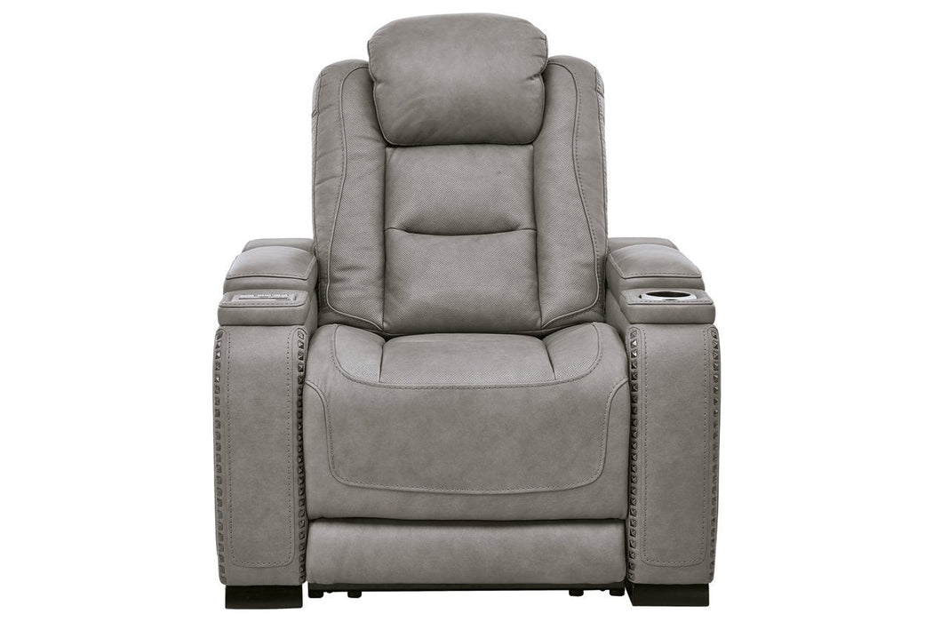 The Man-Den Gray Power Recliner - Lara Furniture