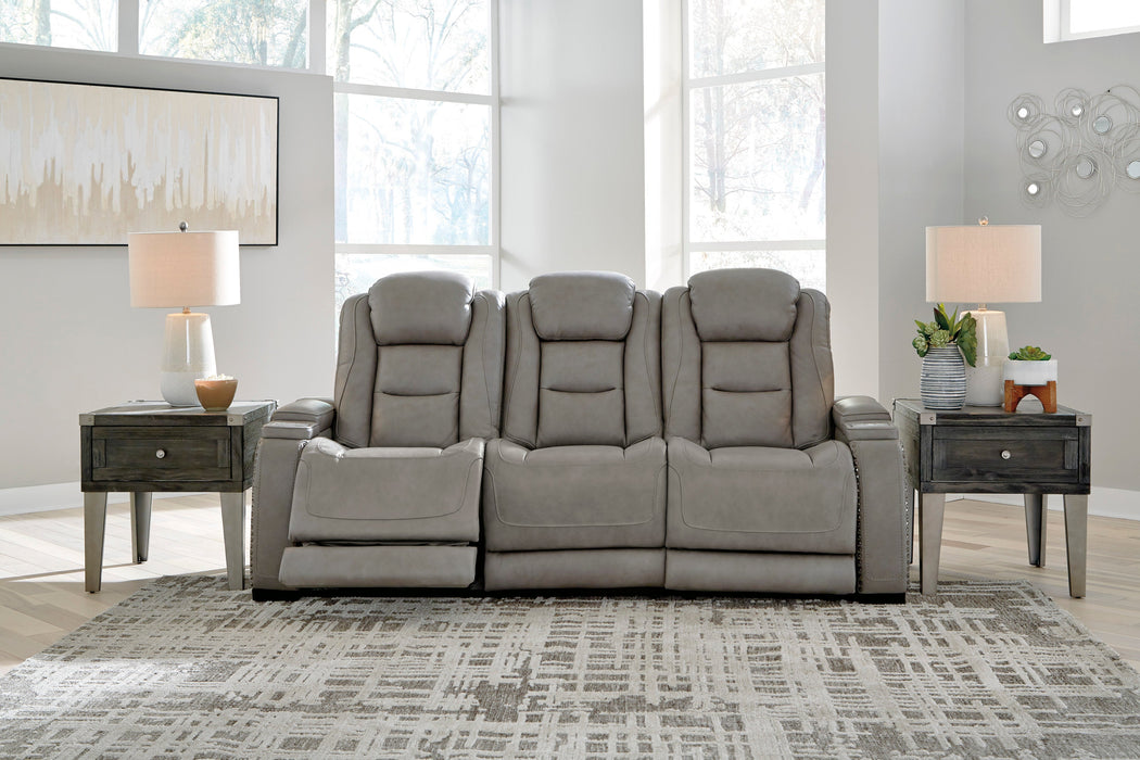 The Man-Den Gray Power Reclining Sofa