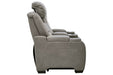 The Man-Den Gray Power Reclining Loveseat with Console - Lara Furniture