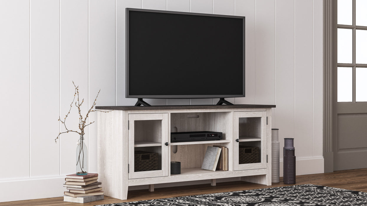 Dorrinson Two-tone Large TV Stand w/Fireplace Option - Lara Furniture