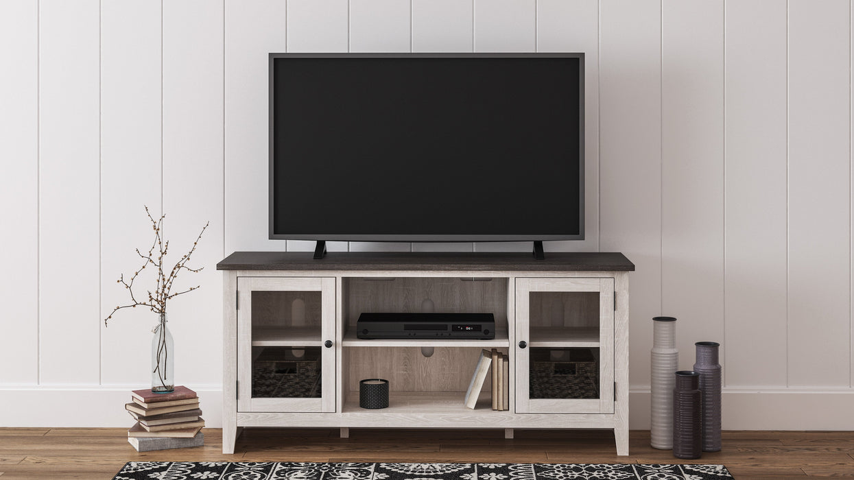 Dorrinson Two-tone Large TV Stand w/Fireplace Option - Lara Furniture