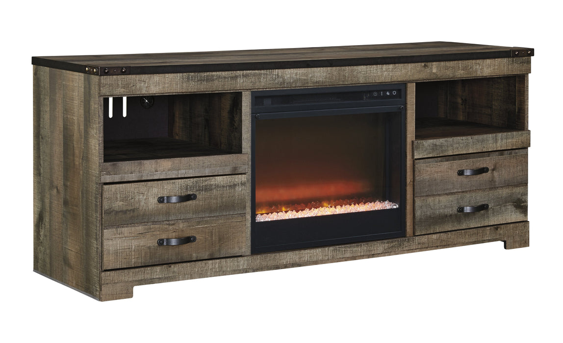 Trinell Brown Large TV Stand w/Fireplace Option - Lara Furniture