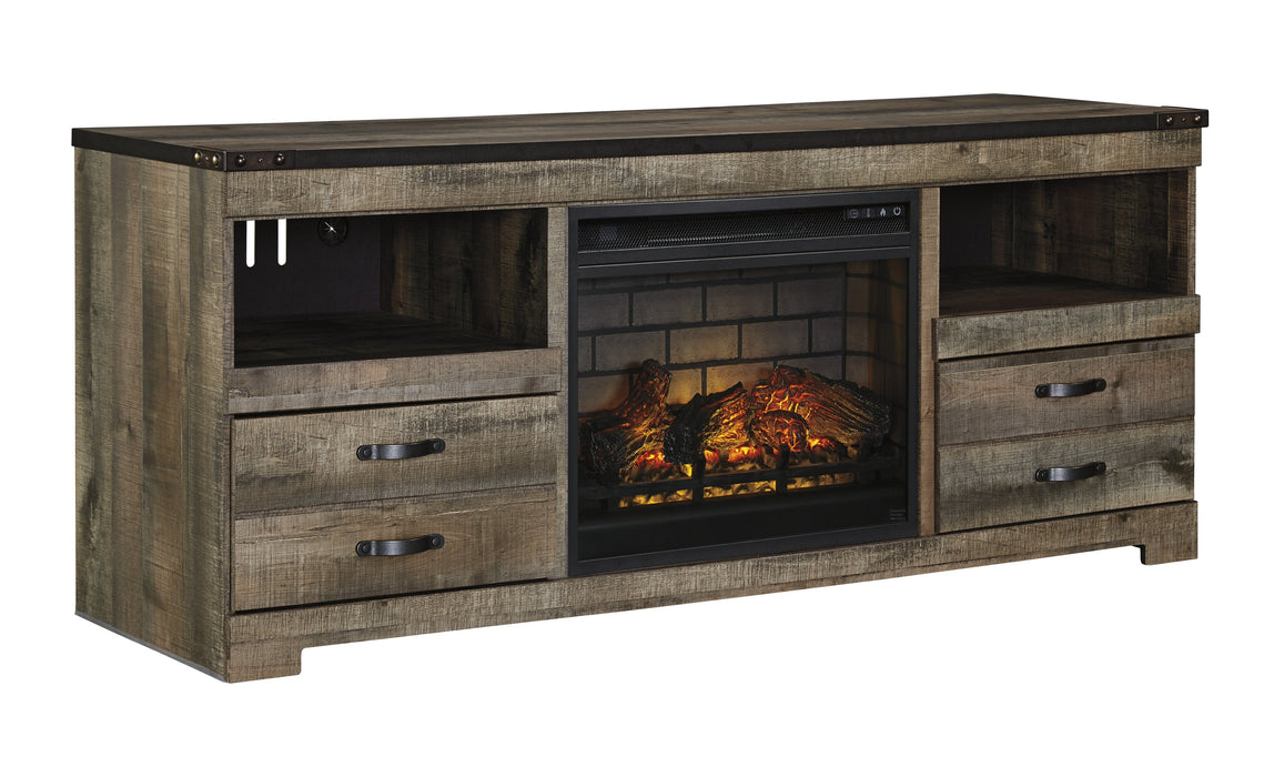 Trinell Brown Large TV Stand w/Fireplace Option - Lara Furniture