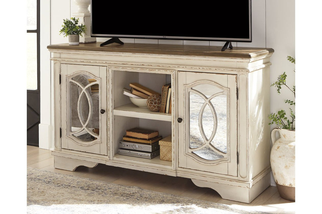 Realyn Chipped White 62" TV Stand - Lara Furniture