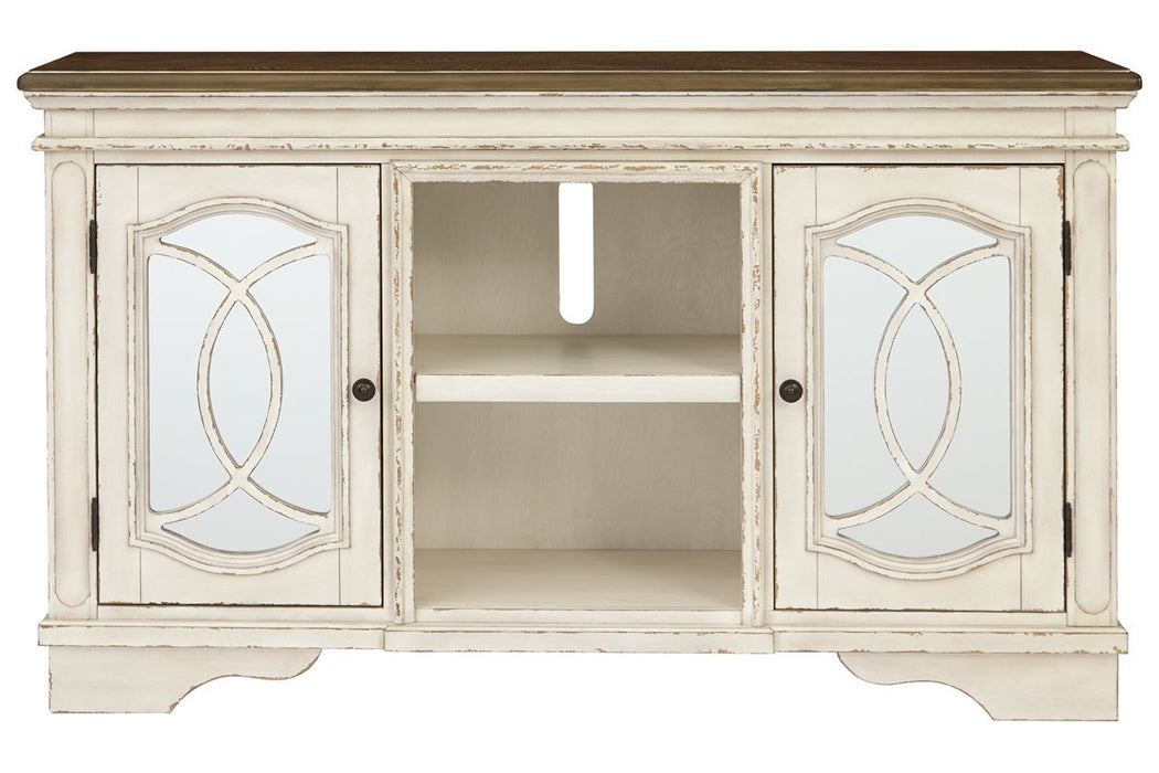 Realyn Chipped White 62" TV Stand - Lara Furniture