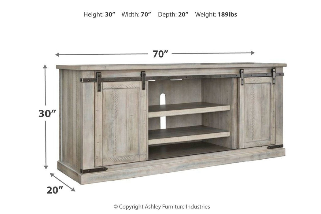 Carynhurst Whitewash 70" TV Stand - Lara Furniture