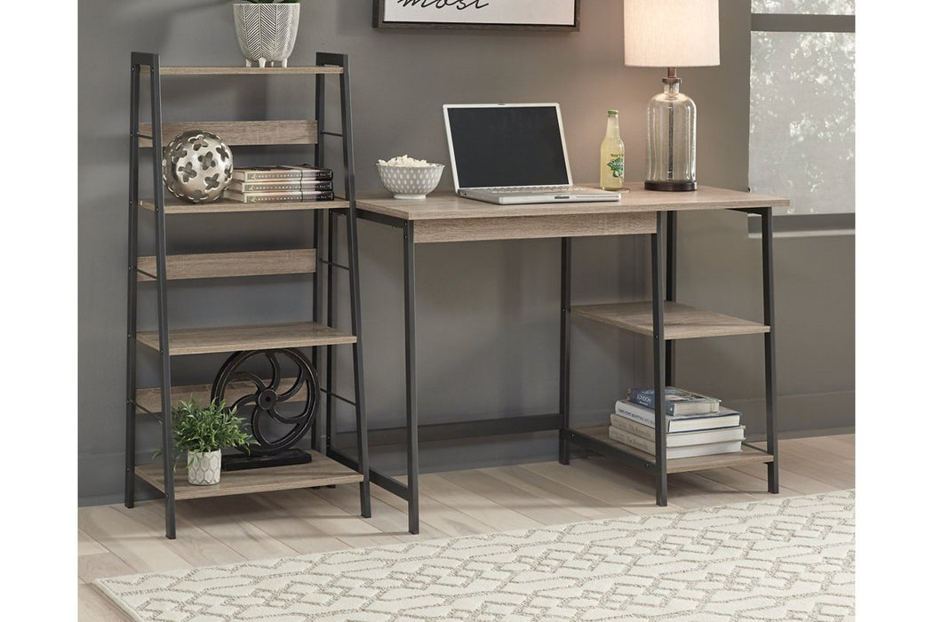 Soho Light Brown/Gunmetal Home Office Desk and Shelf - Lara Furniture