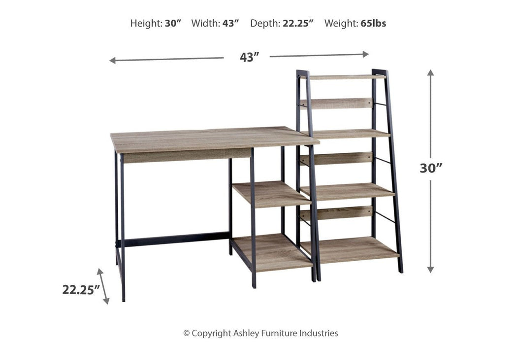 Soho Light Brown/Gunmetal Home Office Desk and Shelf - Lara Furniture