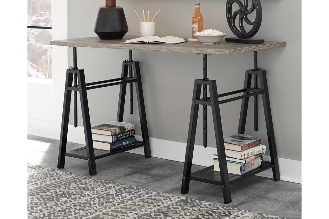 Irene Grayish Brown/Gunmetal Adjustable Height Desk - Lara Furniture