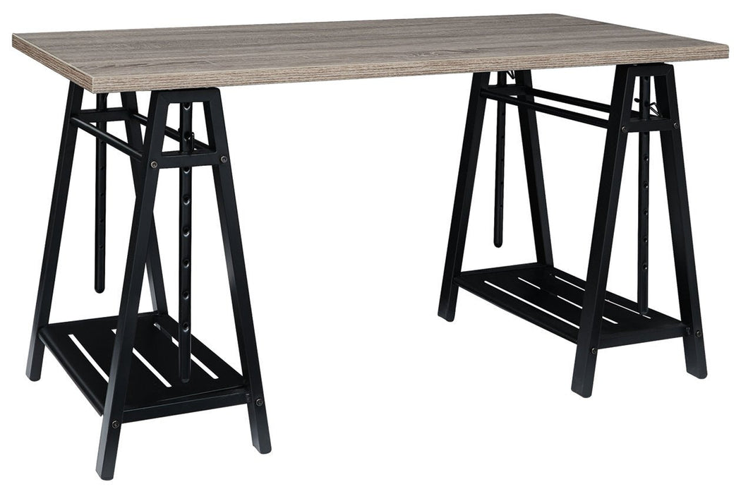 Irene Grayish Brown/Gunmetal Adjustable Height Desk - Lara Furniture