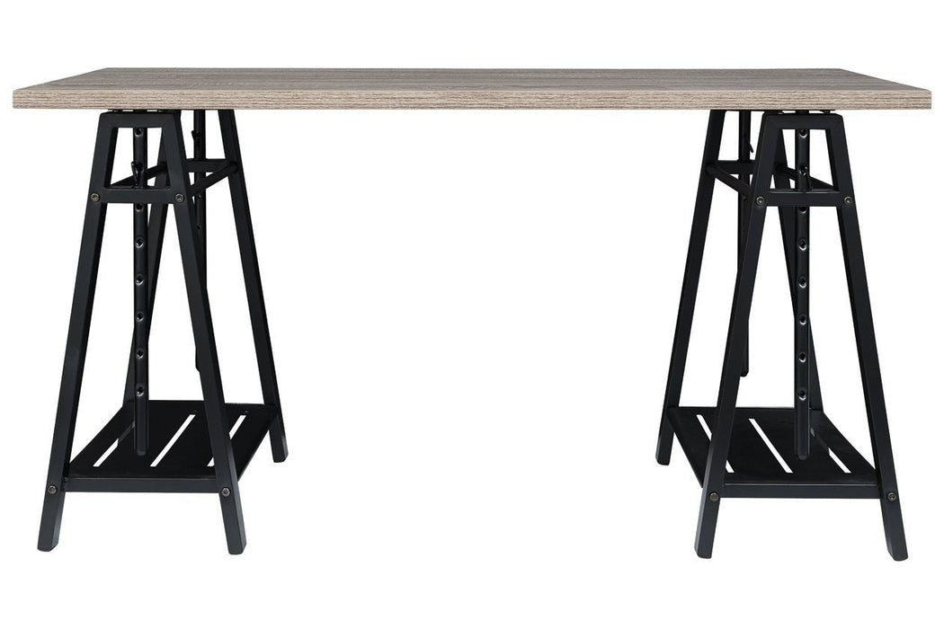 Irene Grayish Brown/Gunmetal Adjustable Height Desk - Lara Furniture