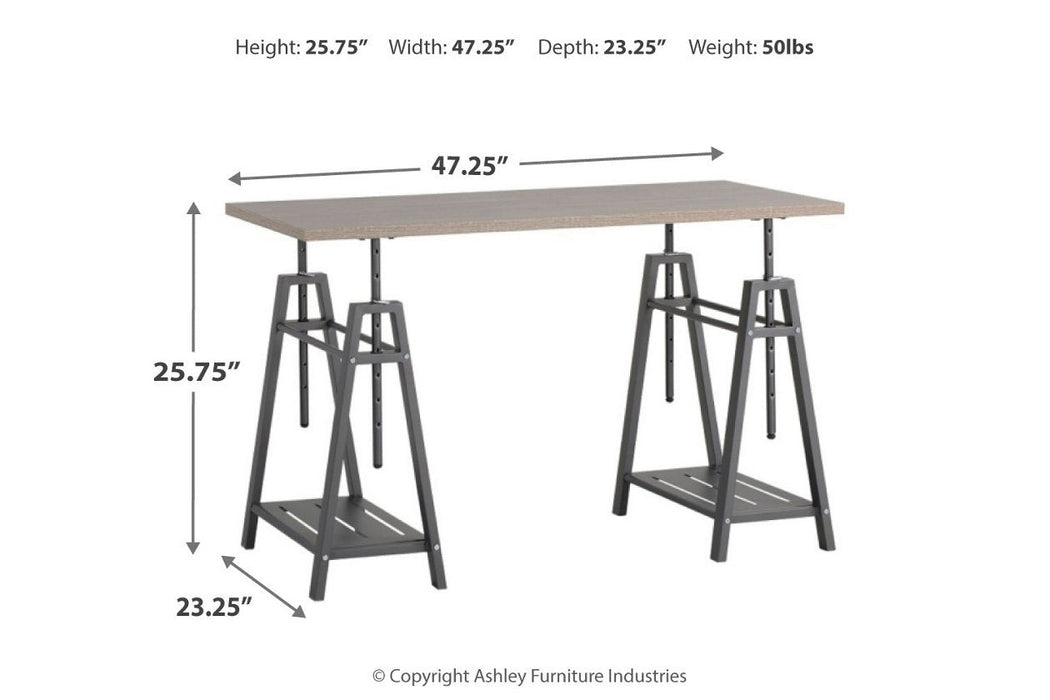 Irene Grayish Brown/Gunmetal Adjustable Height Desk - Lara Furniture