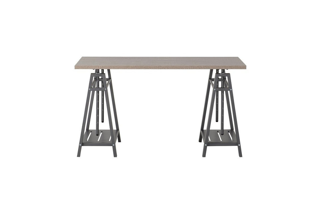 Irene Grayish Brown/Gunmetal Adjustable Height Desk - Lara Furniture