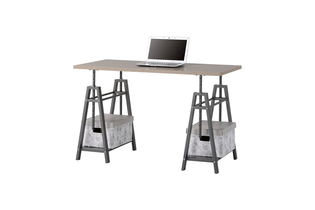 Irene Grayish Brown/Gunmetal Adjustable Height Desk - Lara Furniture