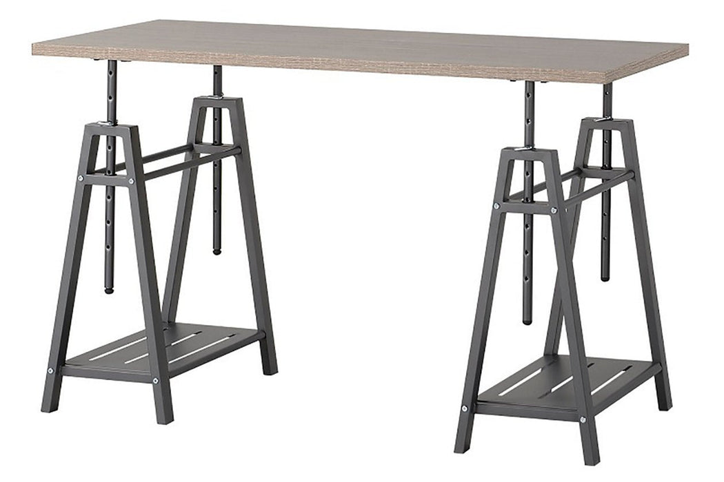 Irene Grayish Brown/Gunmetal Adjustable Height Desk - Lara Furniture