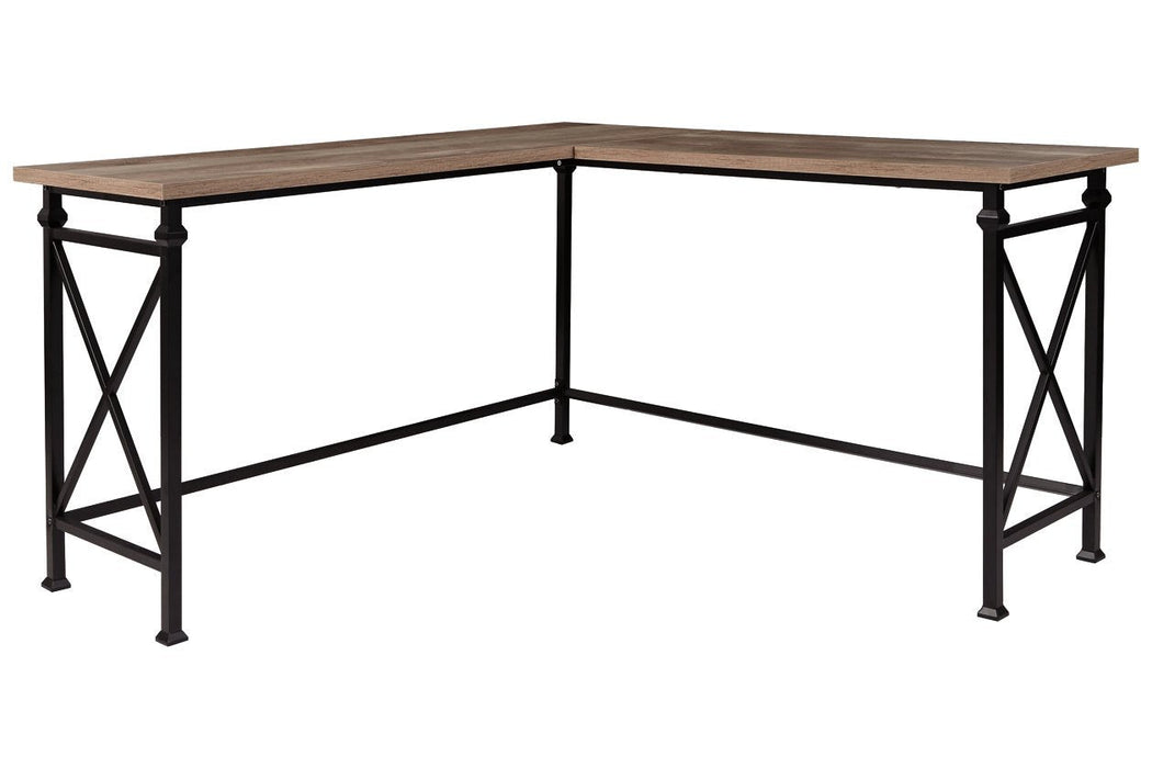 Jaeparli Grayish Brown/Black Home Office L-Desk - Lara Furniture