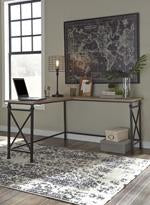 Jaeparli Grayish Brown/Black Home Office L-Desk - Lara Furniture