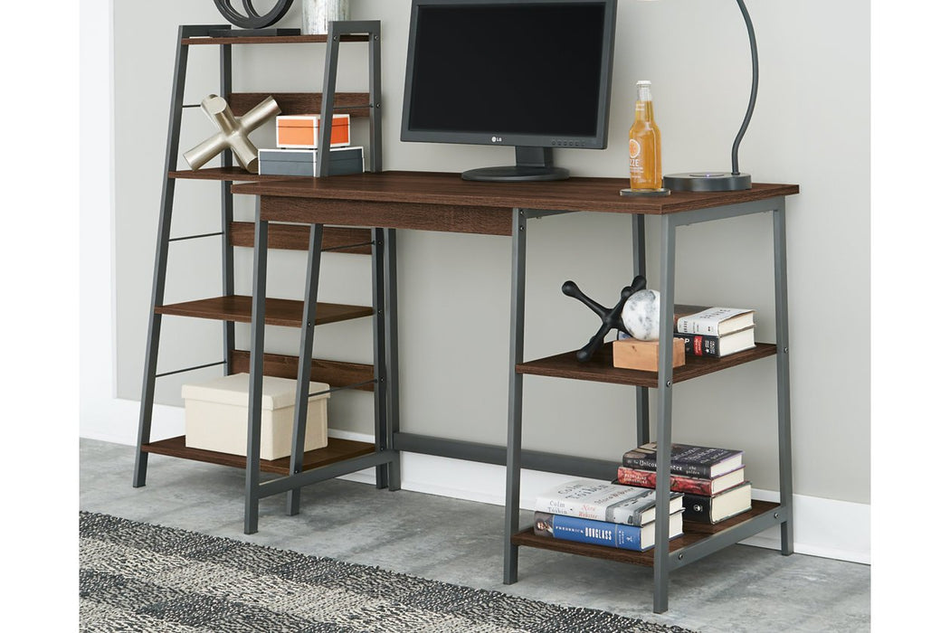 Soho Warm Brown/Gunmetal Home Office Desk with Shelf - Lara Furniture