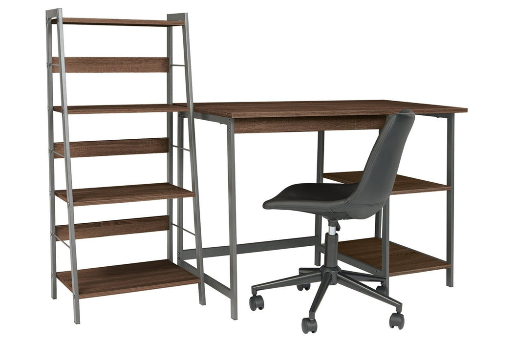 Soho Warm Brown/Gunmetal Home Office Desk with Shelf - Lara Furniture