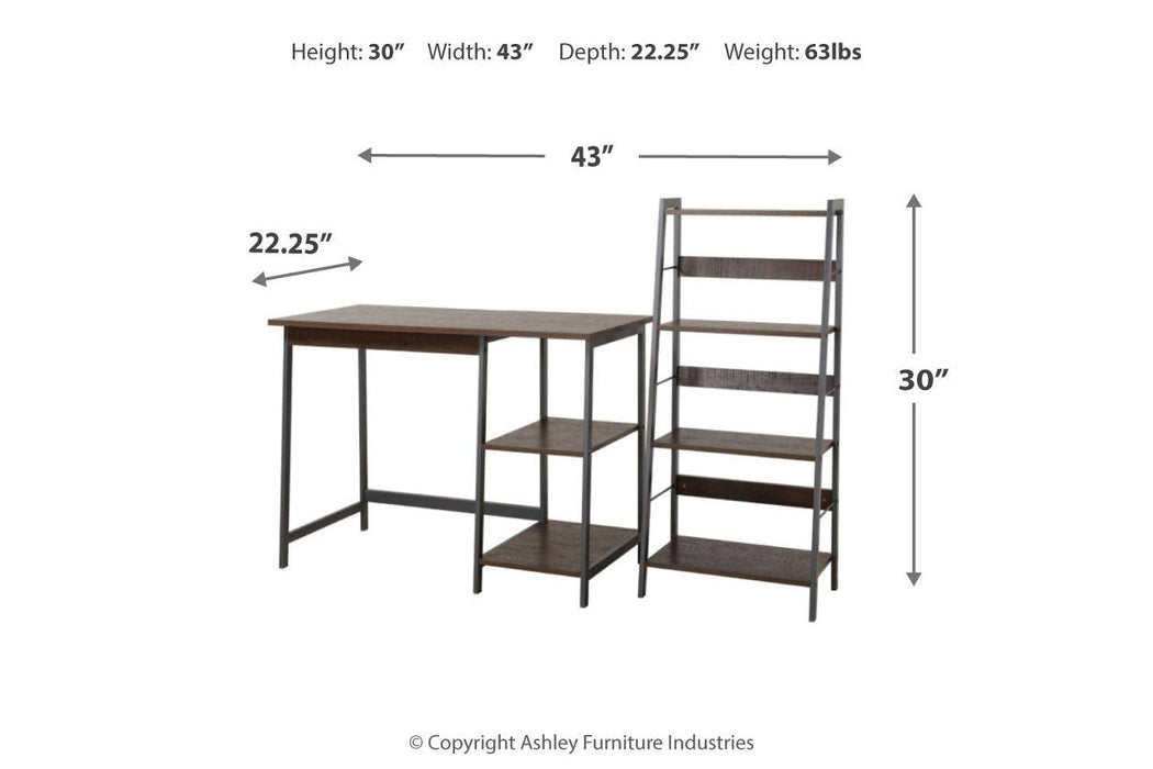 Soho Warm Brown/Gunmetal Home Office Desk with Shelf - Lara Furniture