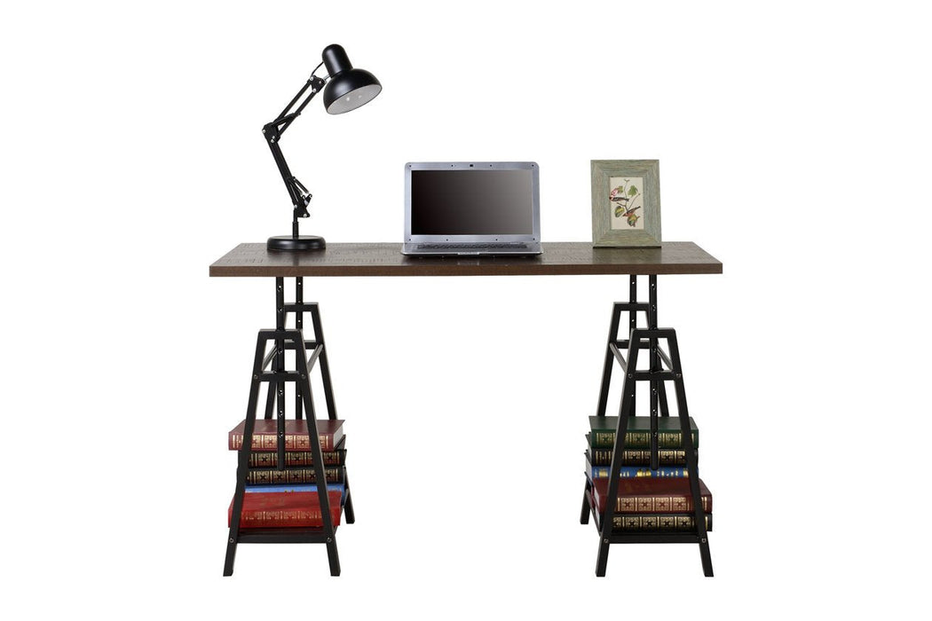 Irene Warm Brown/Black Adjustable Height Desk - Lara Furniture