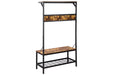 Bevinfield Brown/Black Hall Tree with Storage Bench - Lara Furniture